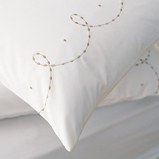 Barbara Barry Bedding, Pearls Queen Pillow Sham White/Champagne NEW (Clearance)