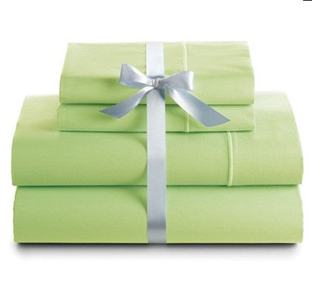 At Home Bedding, "Basic Essentials" 425 TC Thread Count Sateen Solid Sheet Set Lime Green NEW Designer Outlet Sale