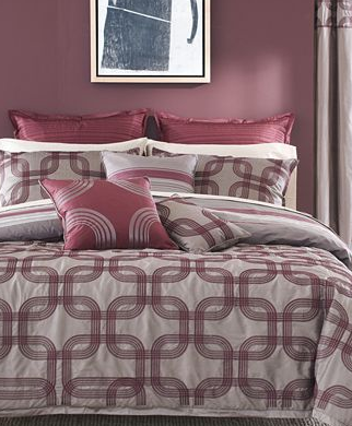 Bryan Keith Bedding, Burgundy Burgandy Verick Varick Reversible 9 piece King Bed in a Bag NEW